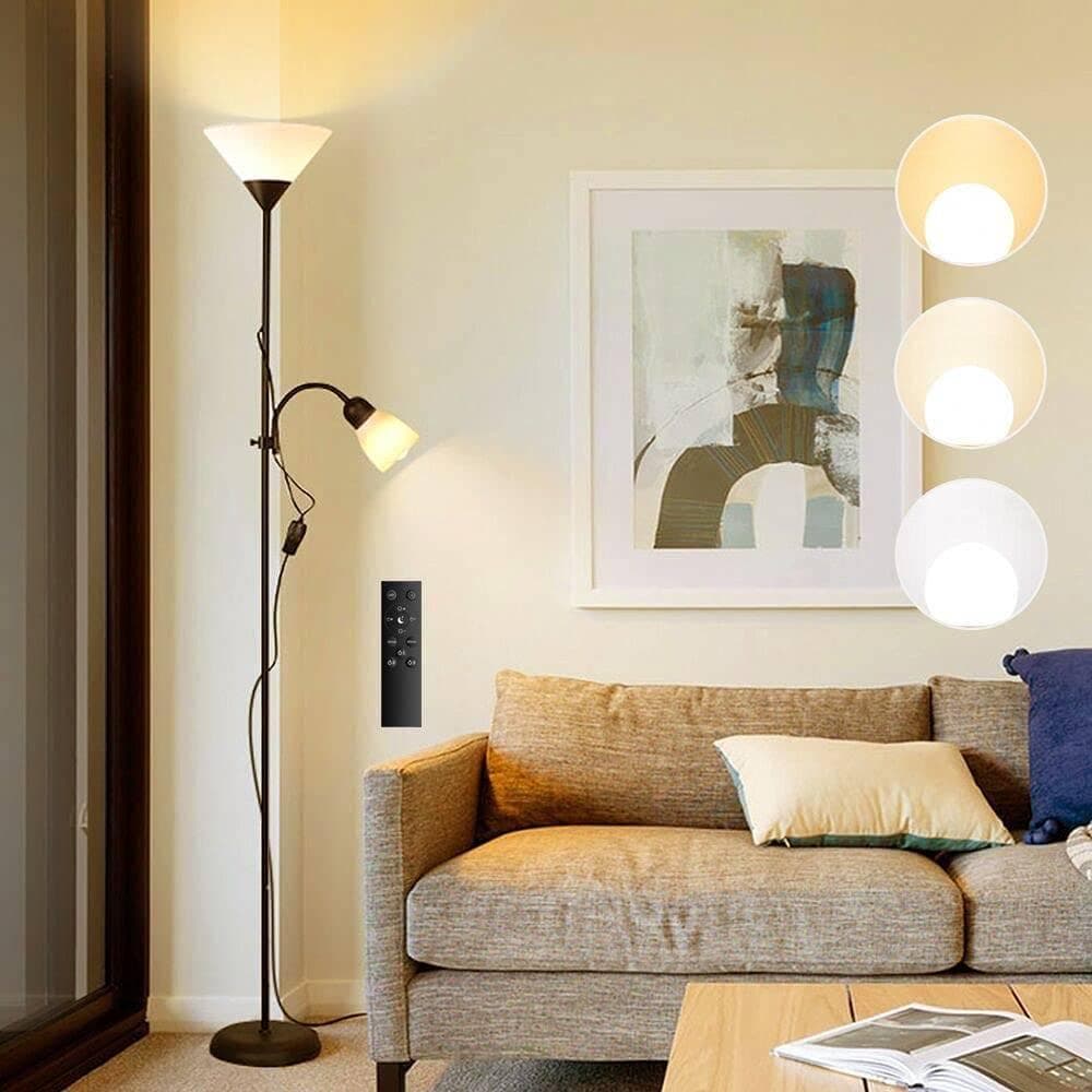 シルバーのトーチ型フロアランプ / 北欧風デザイン / おしゃれなLED