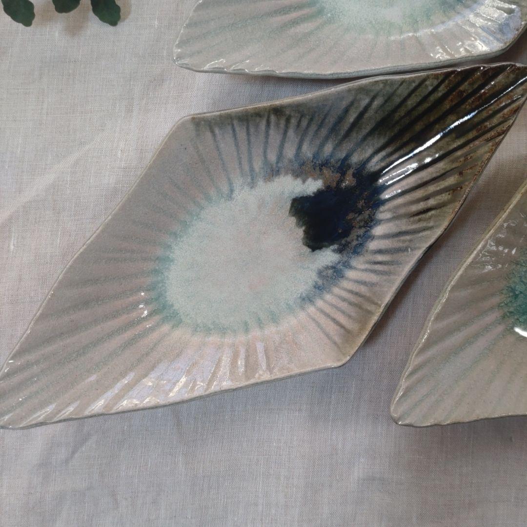 [作家もの] 平岡仁 菱形皿 掛分 4枚セット