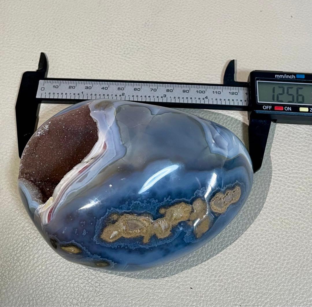 ドゥルージーアゲート 瑪瑙ドーム ジオード クリスタル 鯨模様 マネーボックス