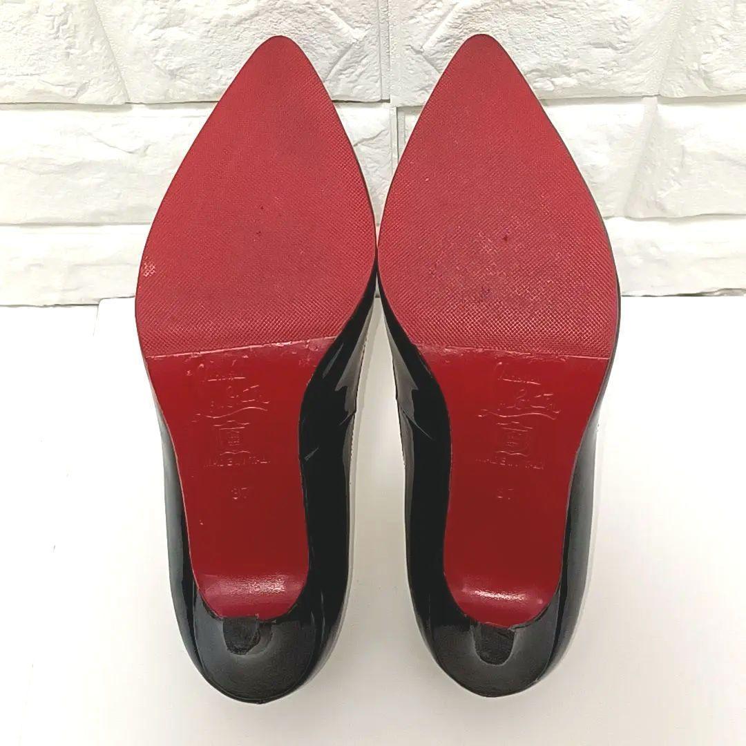ヒール高8.5cm★ルブタン　レッドソール　ポインテッドトゥ　エナメル　パンプス