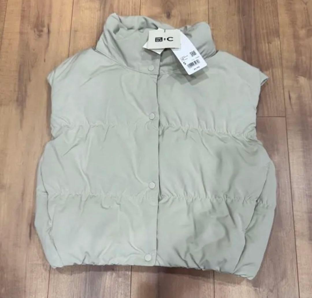 【あお】新品未使用 UNIQLO C ダウンクロップドベスト Sサイズ