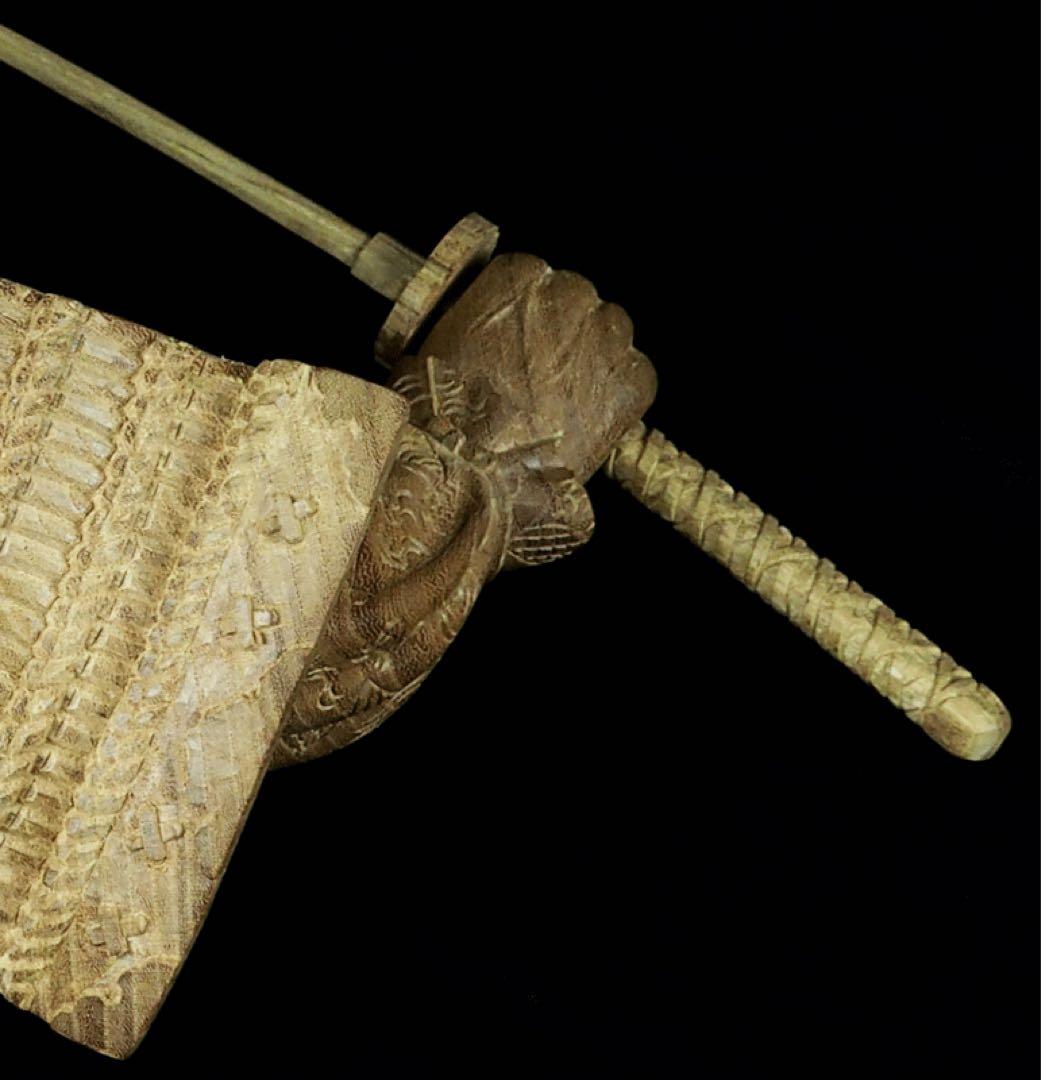 楠木正成像　SHOGUN 将軍　戦国時代　木彫作品　壁掛け　箱あり　サムライ