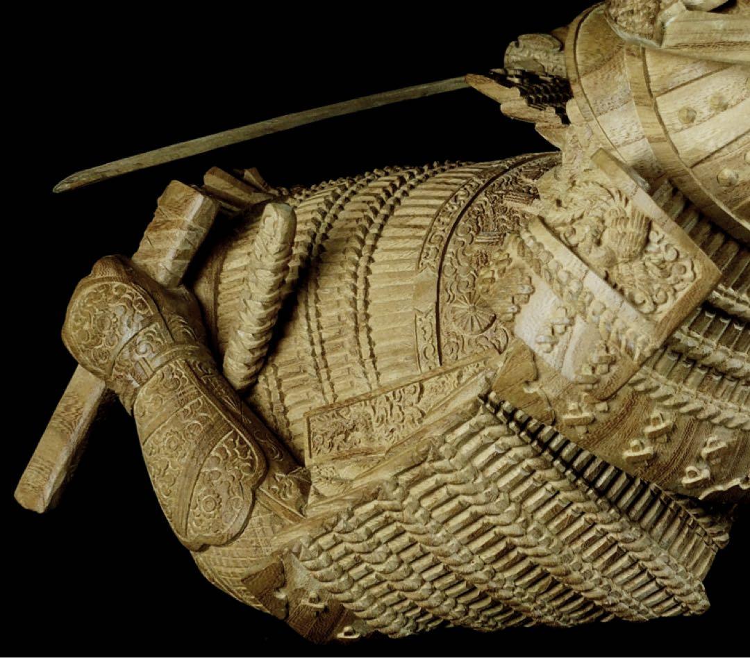 楠木正成像　SHOGUN 将軍　戦国時代　木彫作品　壁掛け　箱あり　サムライ