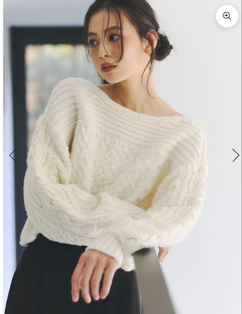 anuans シェープケーブルニットプルオーバー アイボリー