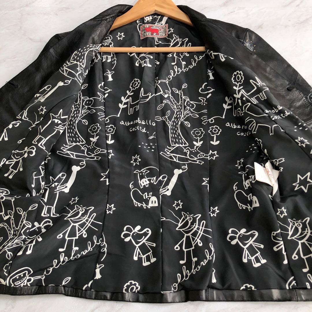 【超希少】アルベロベロ レザー テーラードジャケット 総柄 ブラック Free