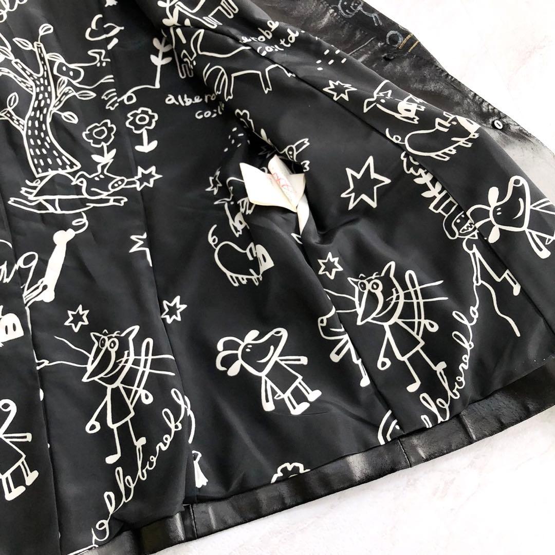 【超希少】アルベロベロ レザー テーラードジャケット 総柄 ブラック Free
