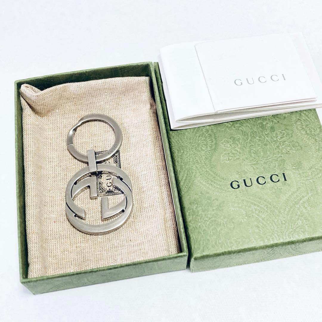 GUCCI インターロッキング キーリング ガンメタ A258055