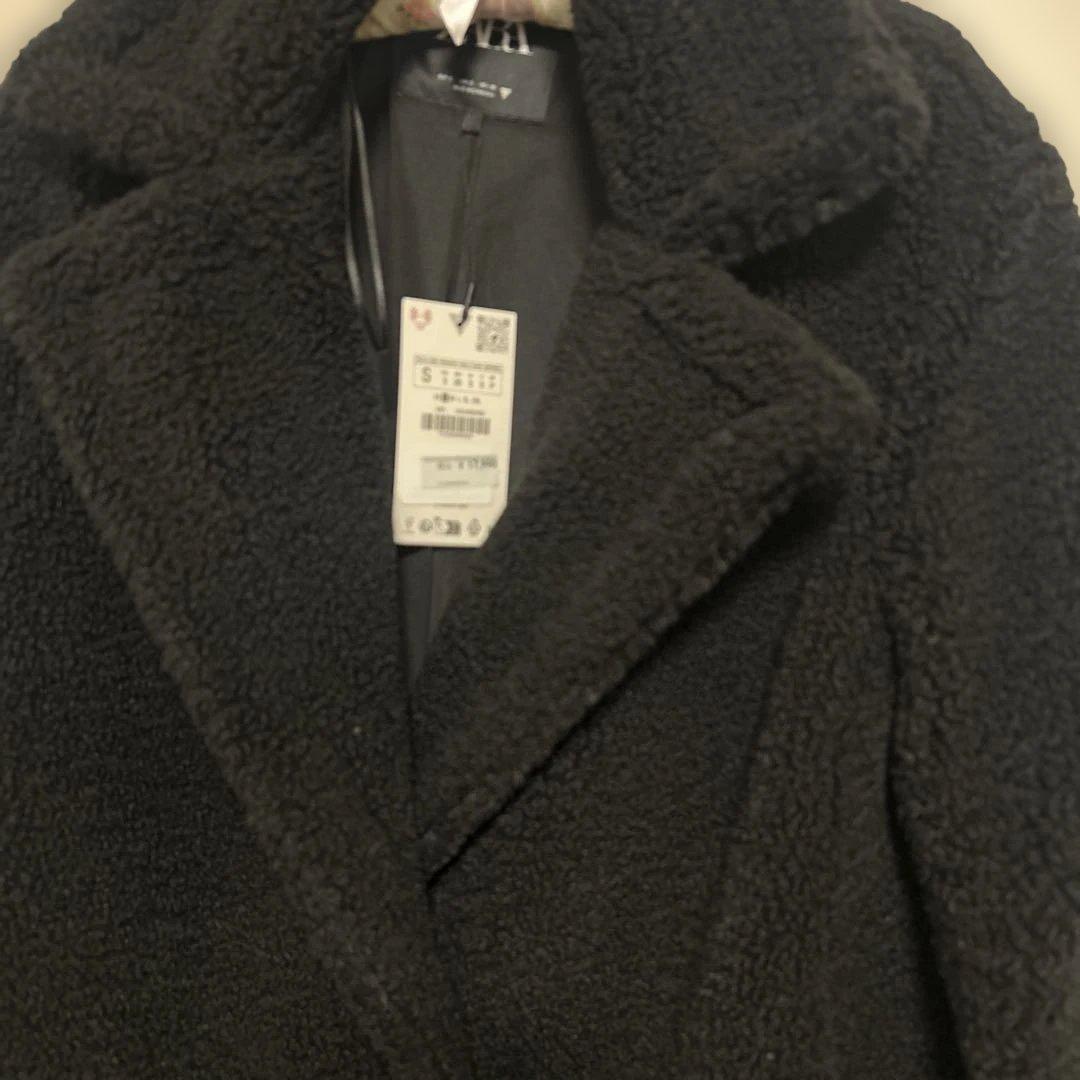 ZARA 新品¥17990 ボア黒 ロングコート テディ