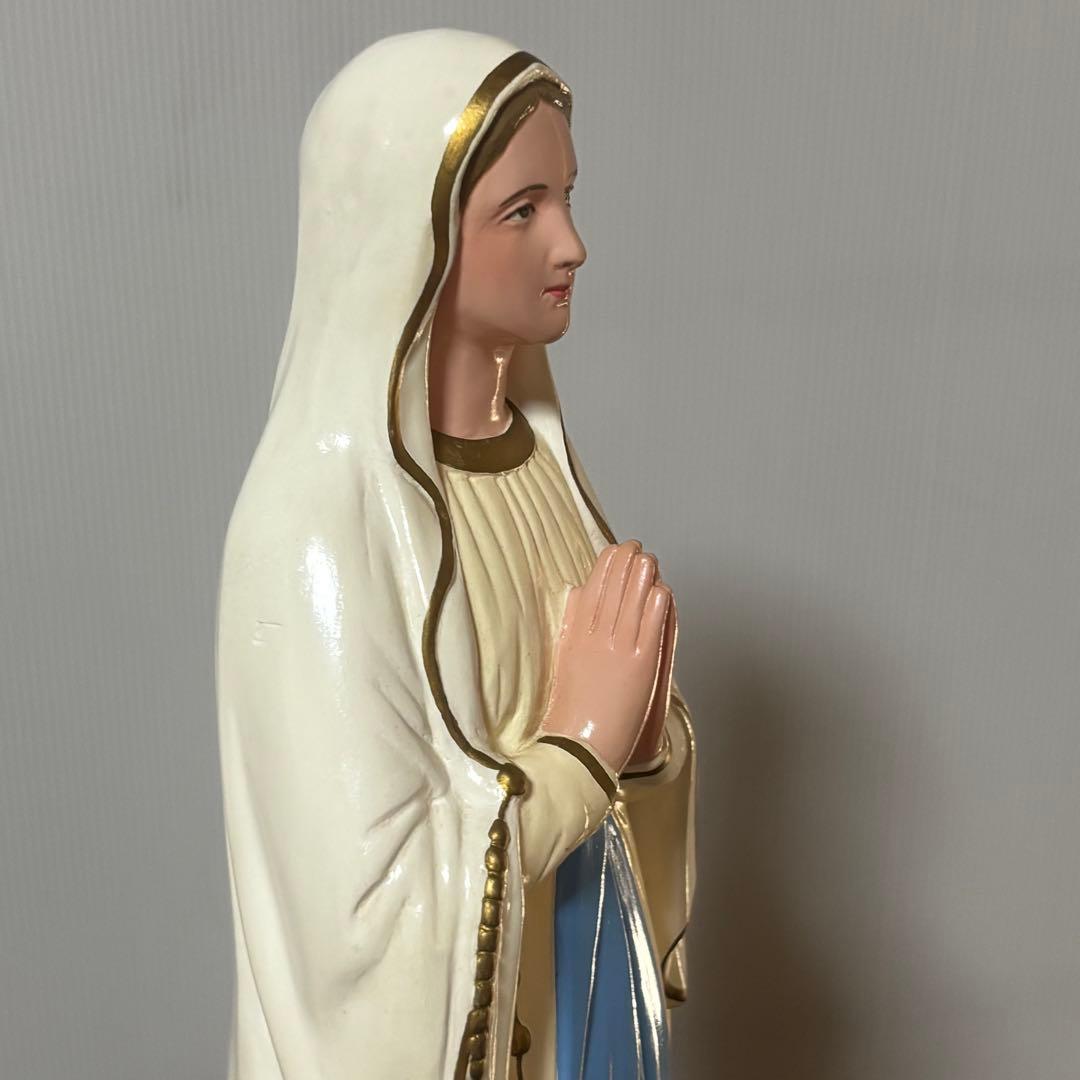 【未使用】マリア像　高さ５2cm 彫刻　ルルドの聖母像　置物　キリスト教
