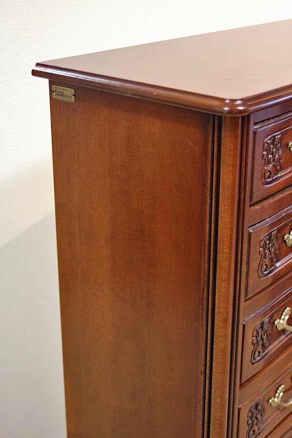 イタリア チェスト 5段 ネコ脚 彫刻 クラシック アンティーク 240