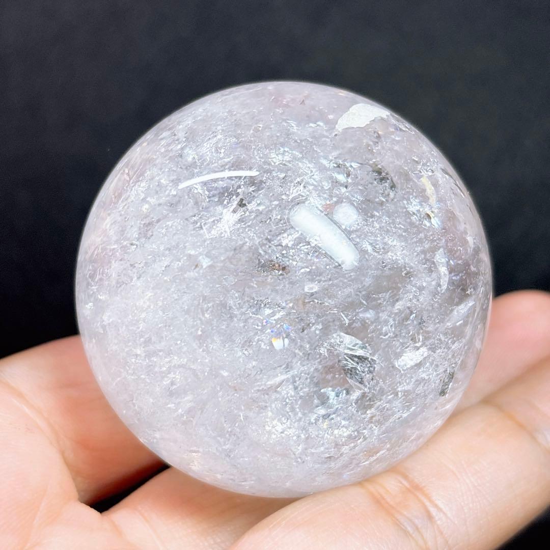 【天然石】希少！アゼツライト虹入り 丸玉◆スフィア 50ミリ玉