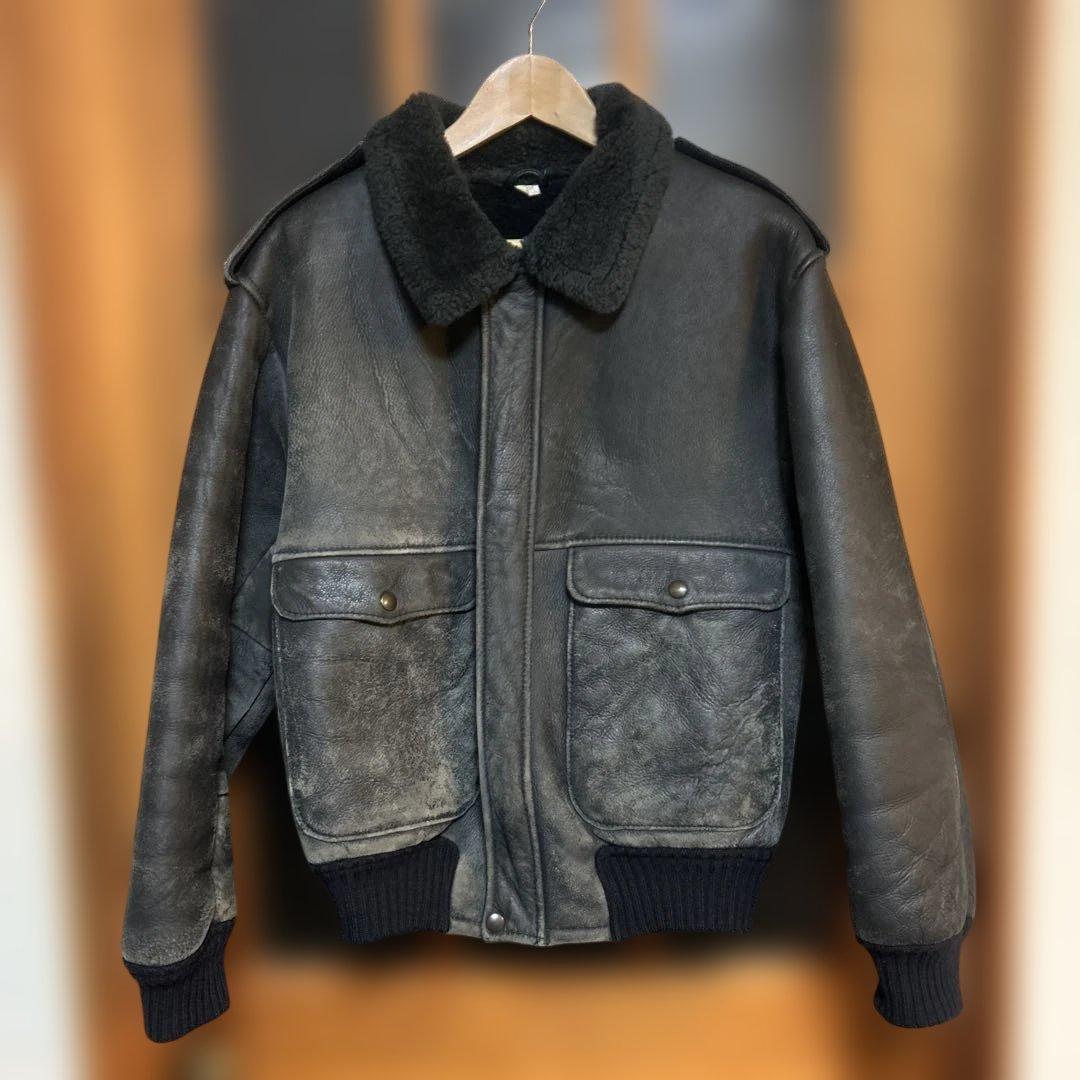 **中様 G.L. BOWRON 羊革 ムートン フライトジャケット 40