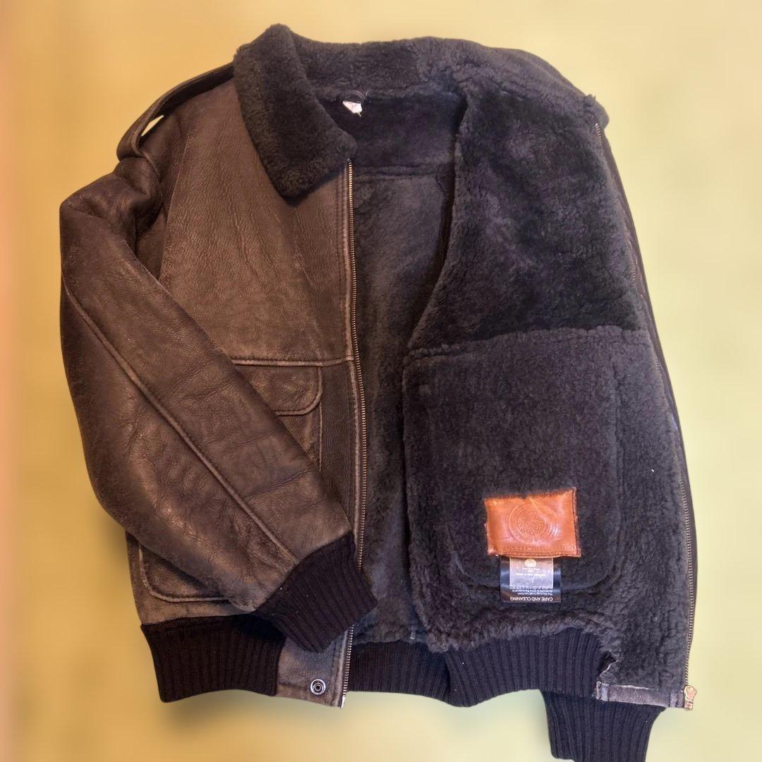 **中様 G.L. BOWRON 羊革 ムートン フライトジャケット 40