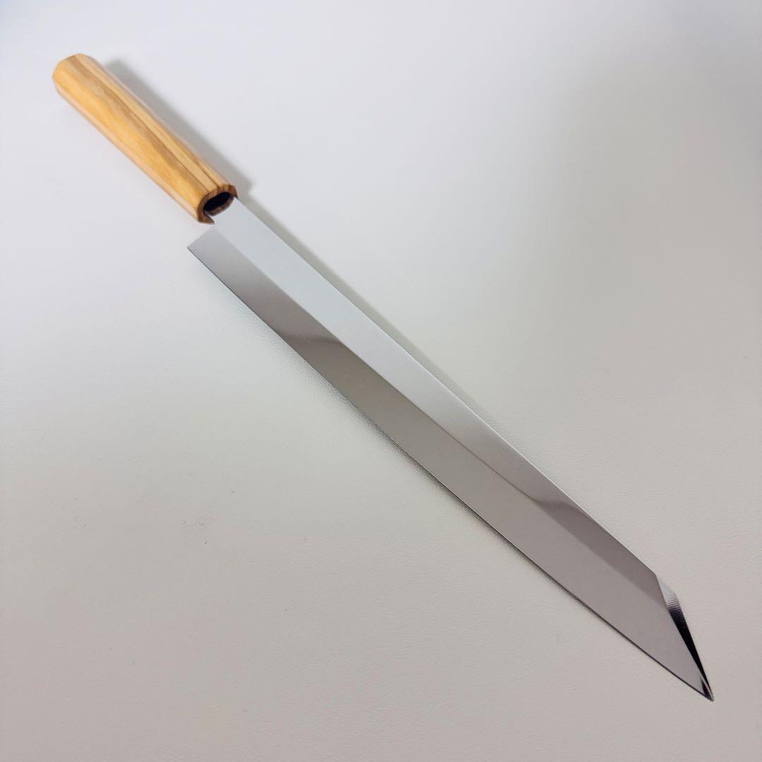 270mm 切付柳刃 鏡面　オリーブウッド八角柄 刺身包丁 全鋼 和包丁