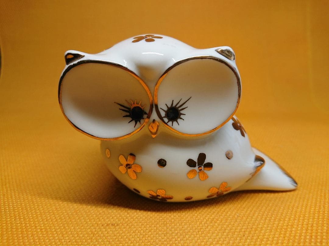 【美品】フクロウ　陶器　ヨーロッパ　置物　インテリア　工芸品　美術品　A1348