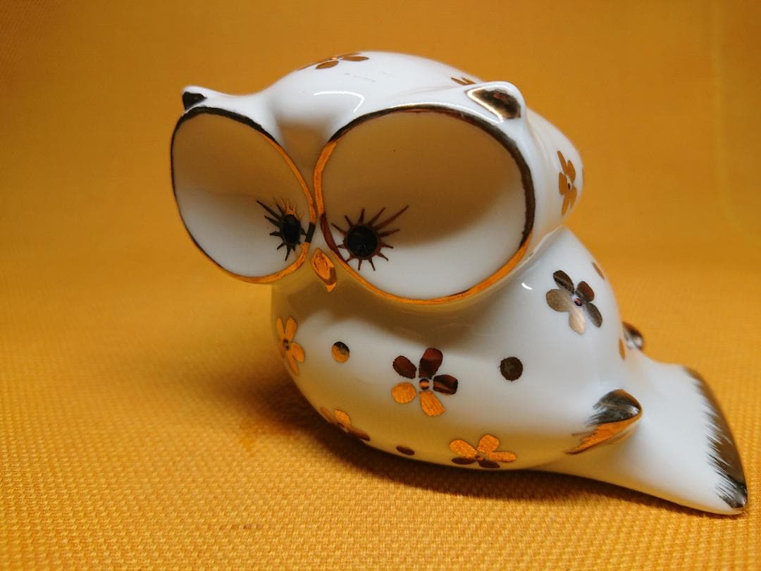 【美品】フクロウ　陶器　ヨーロッパ　置物　インテリア　工芸品　美術品　A1348