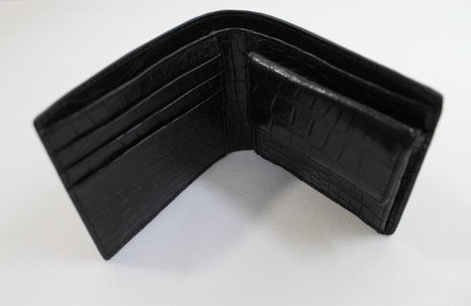 【専用】クロコダイル 財布 二つ折り 無双 両面クロコ ブラック マット仕上げ