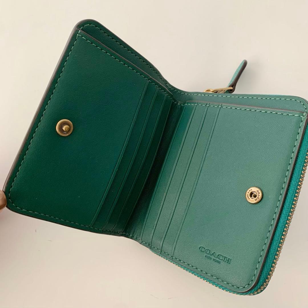 【COACH】コーチ　二つ折り財布　ビルフォールドウォレット　グリーン　緑　新品