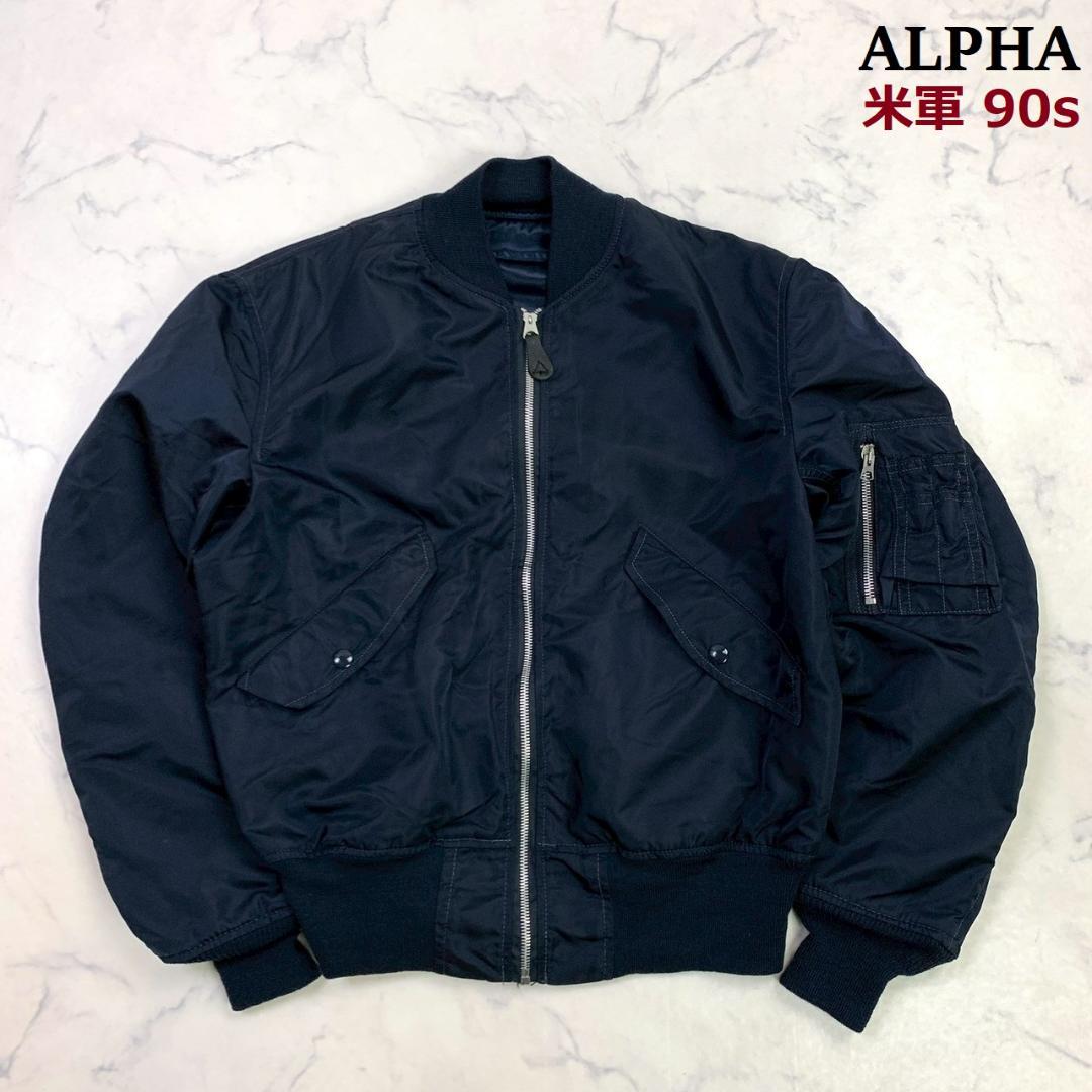 美品★米軍 90s L-2B グランドクルー ALPHA ネイビー M　E024