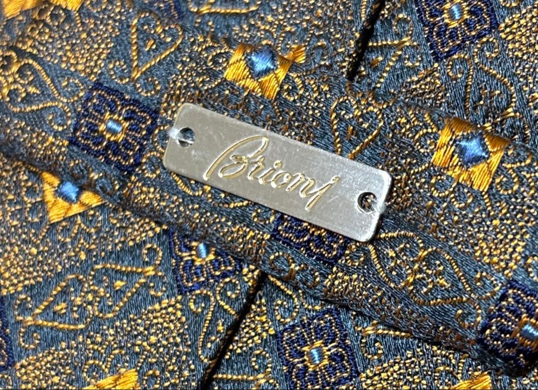 極美品　イタリア製　ブリオーニ　ネクタイ　ゴールド系　玉虫色　プレートタグ