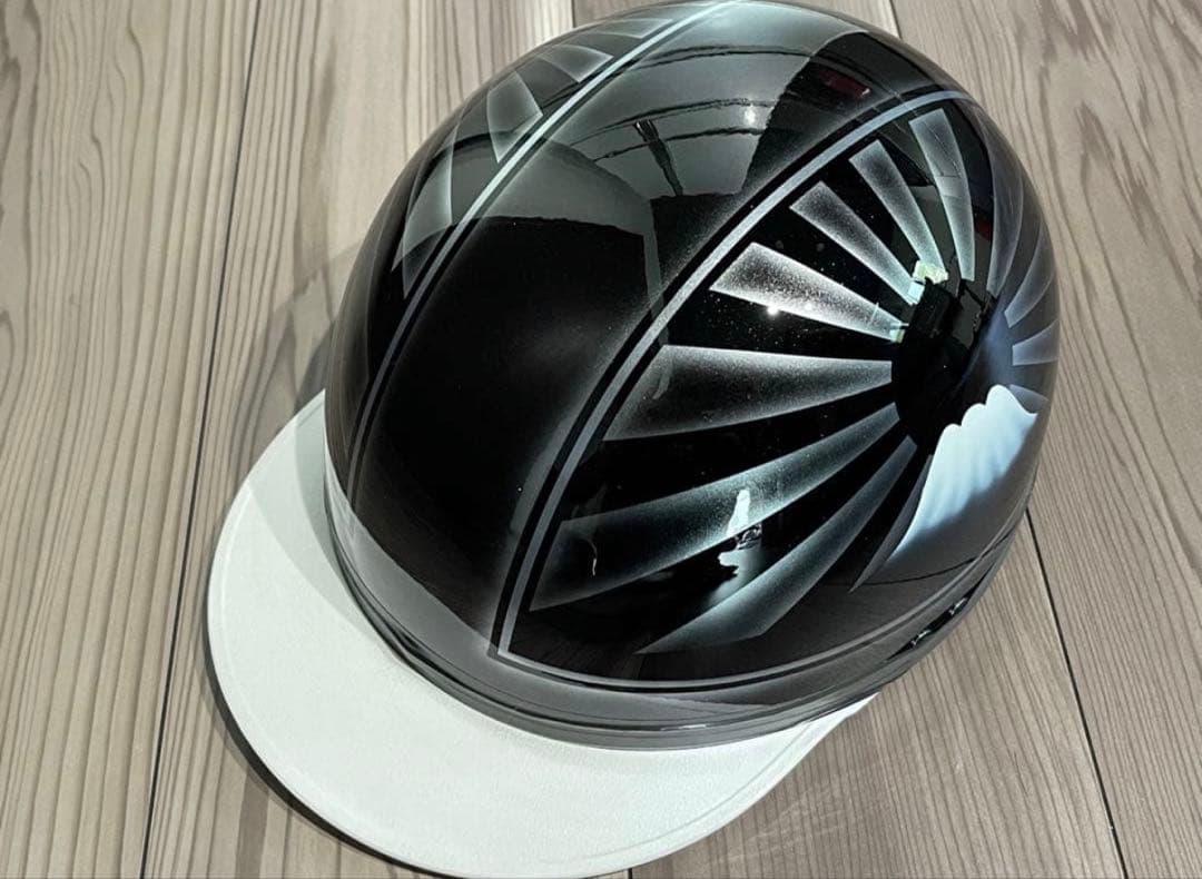 富士日章 コルク半 ヘルメット 黒銀