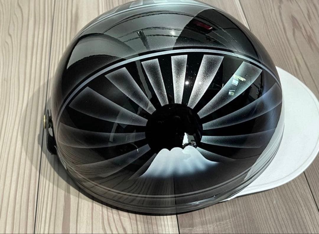 富士日章 コルク半 ヘルメット 黒銀