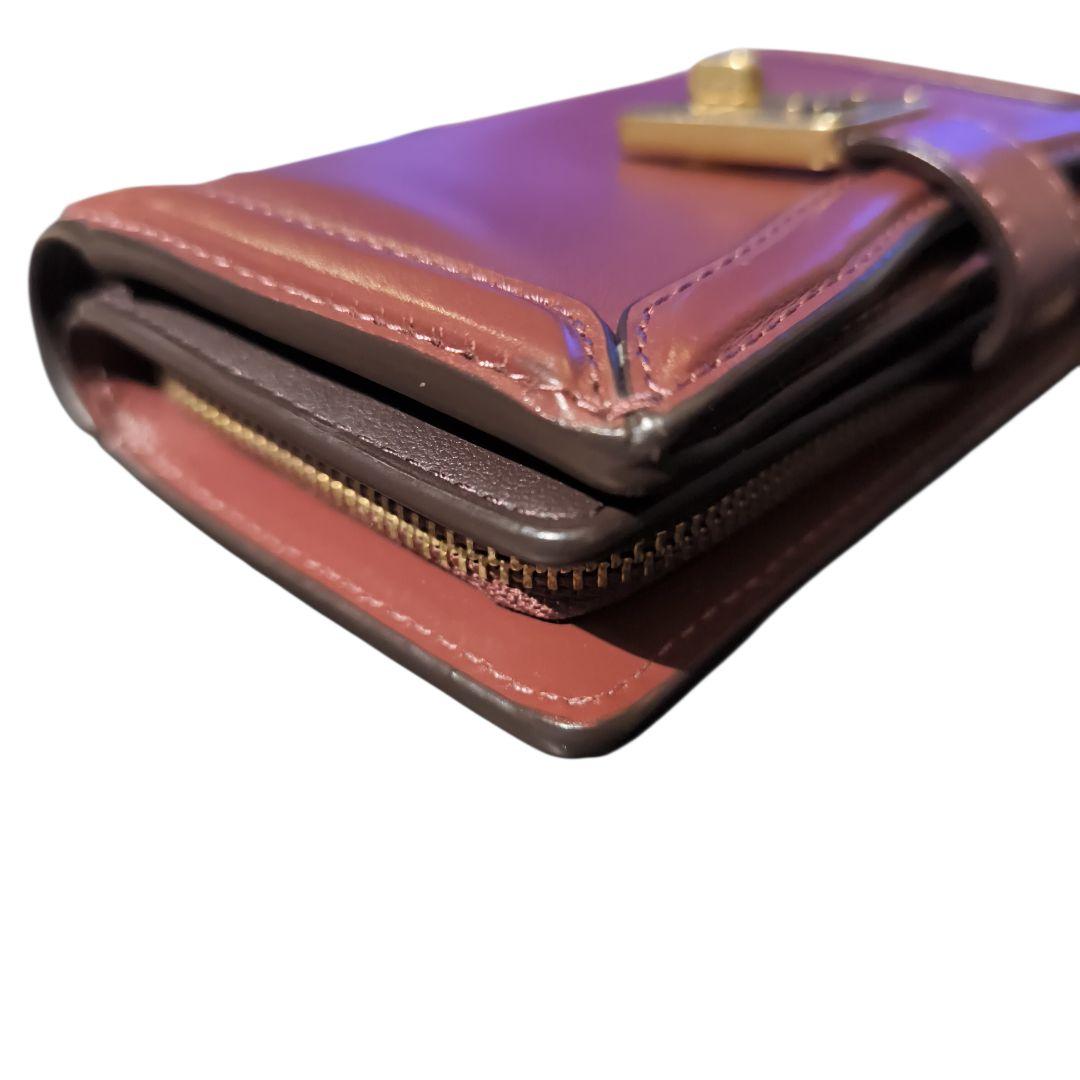 【美品】 COACH コーチ ハットンウォレット 二つ折り財布 ワインレッド
