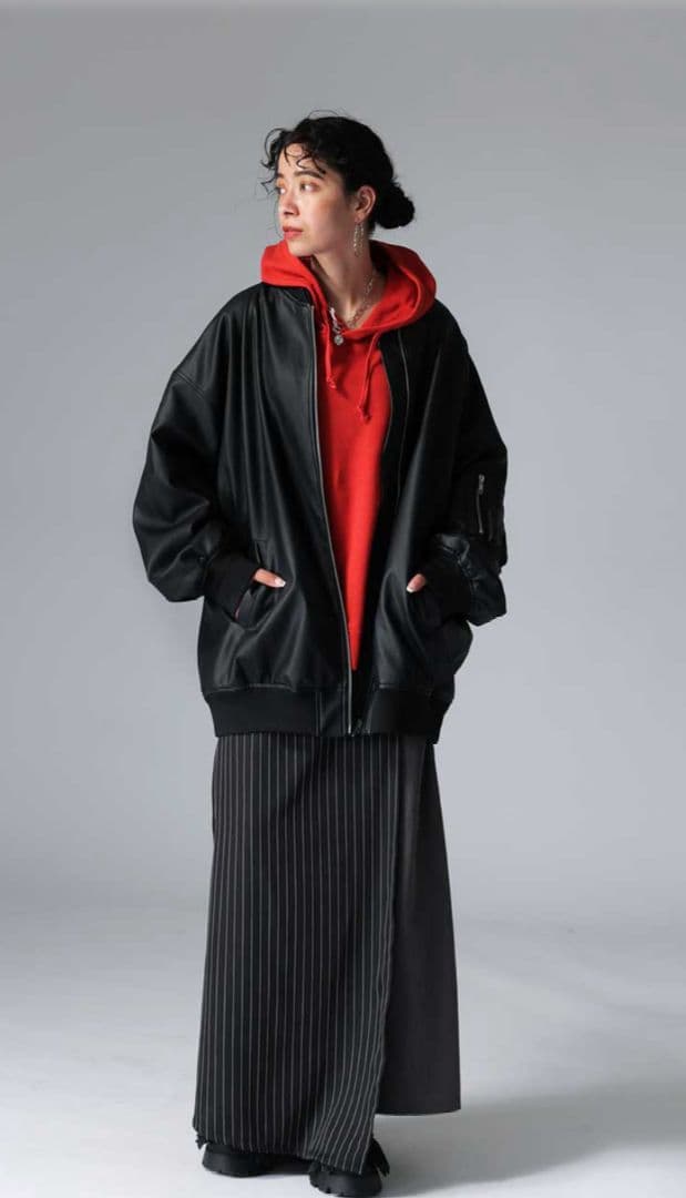 ★土日限定★アンティカ完売品レザーMA−1ブラック