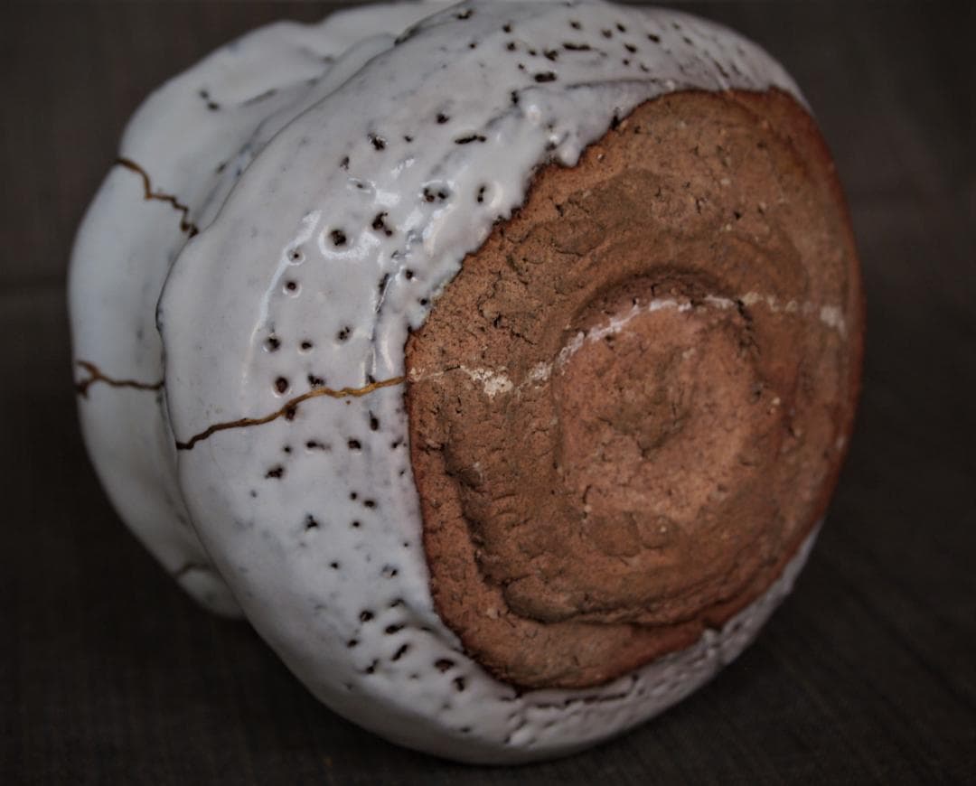 希少作★兼田昌尚★萩茶碗【銘：やぶれかぶれ】★共箱・金継