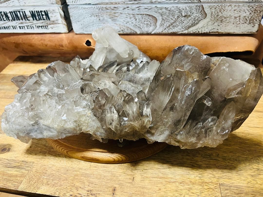 【美品】特大 ブラジル産 スモーキークォーツ クラスター 煙水晶 6.5kg