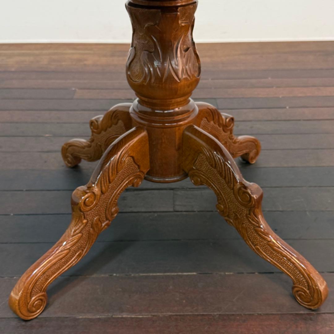 H21K13a イタリア製 象嵌細工 猫脚 ラウンドテーブル