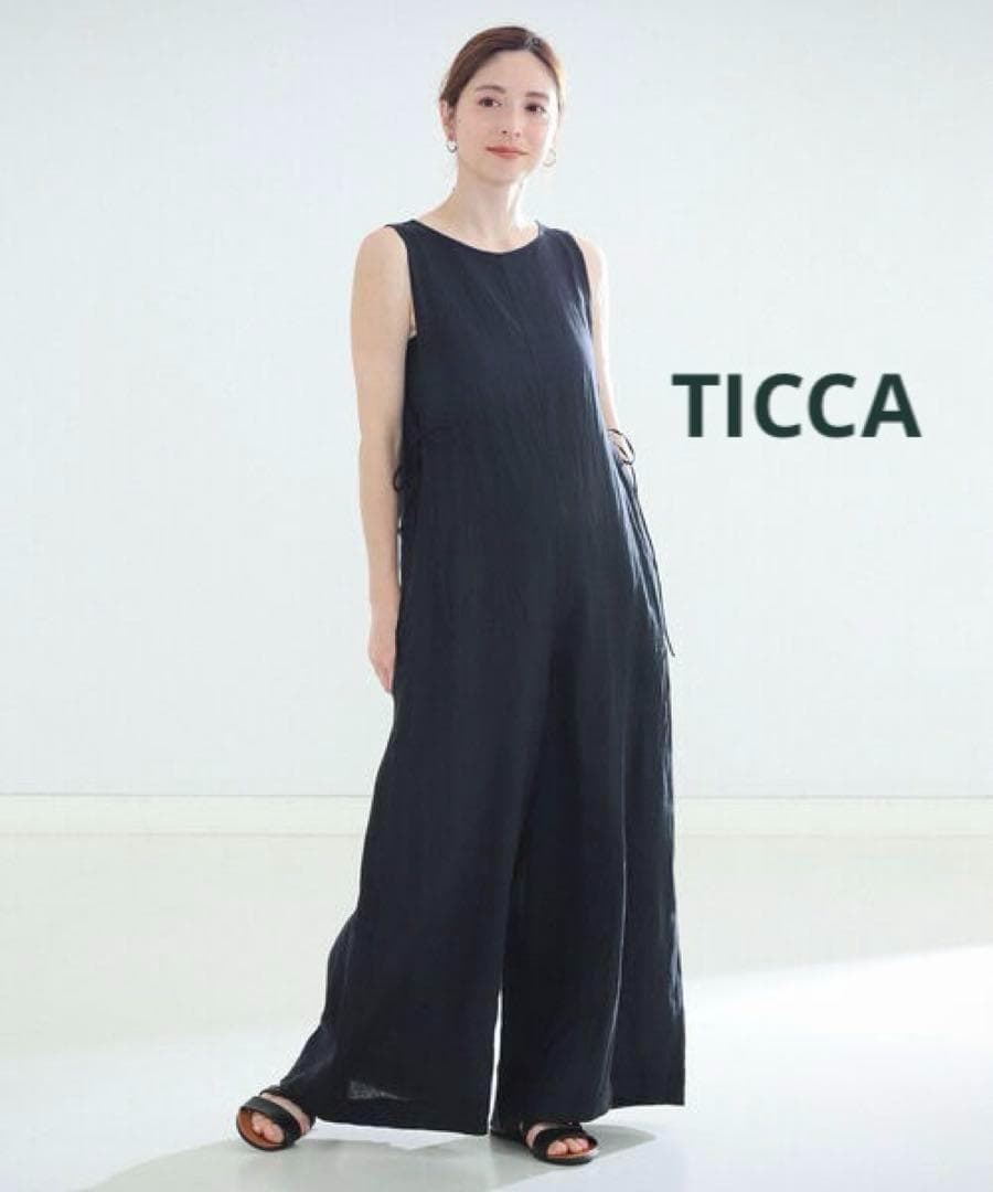 TICCAティッカ リネンノースリーブオールインワン　コンビネゾン