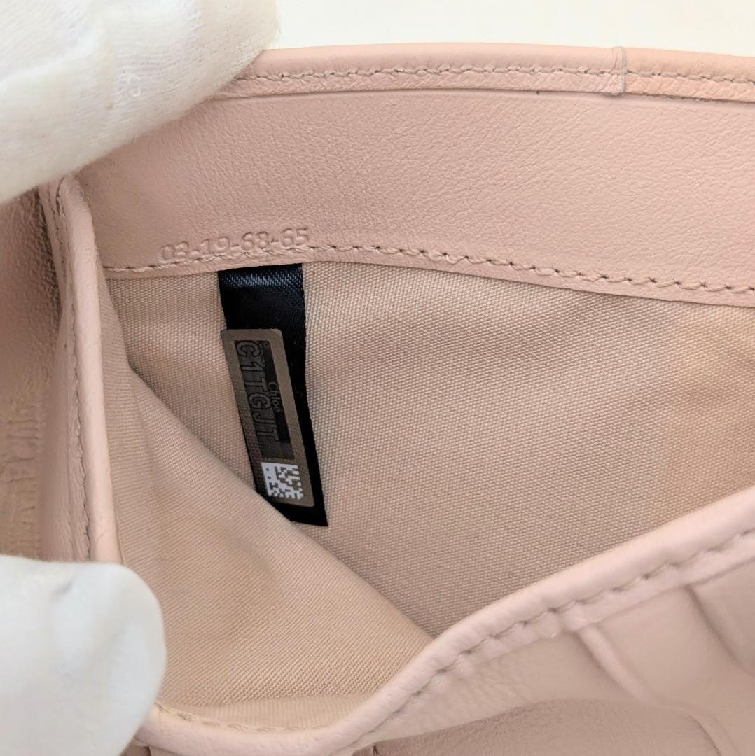 Chloé クロエ 三つ折り財布 コンパクトウォレット　レザー　ピンク