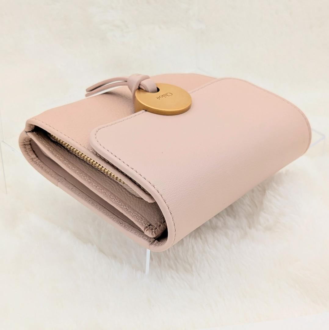 Chloé クロエ 三つ折り財布 コンパクトウォレット　レザー　ピンク