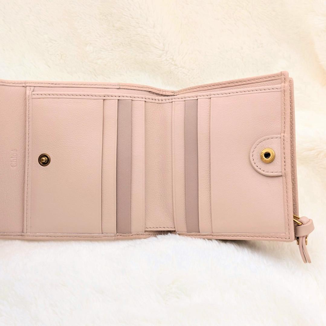 Chloé クロエ 三つ折り財布 コンパクトウォレット　レザー　ピンク