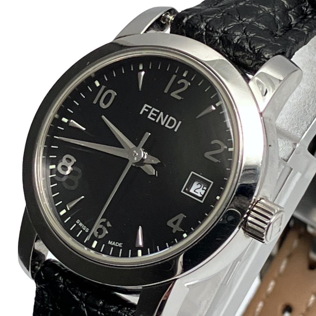 【箱付き/美品/稼働】フェンディ 腕時計 レディース クォーツ ブラック