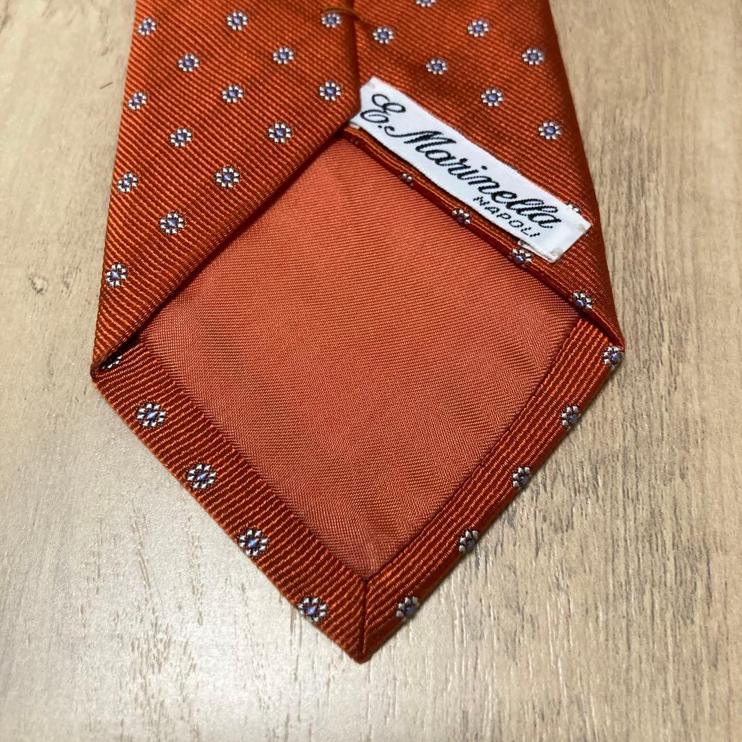 E.MARINELLA マリネッラ ネクタイ オレンジ　花柄 ドット シルク