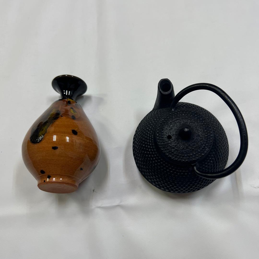 ミニ違い棚　置物　飾り棚　和風　レトロ木製　ミニ香炉　ミニ置物　セット