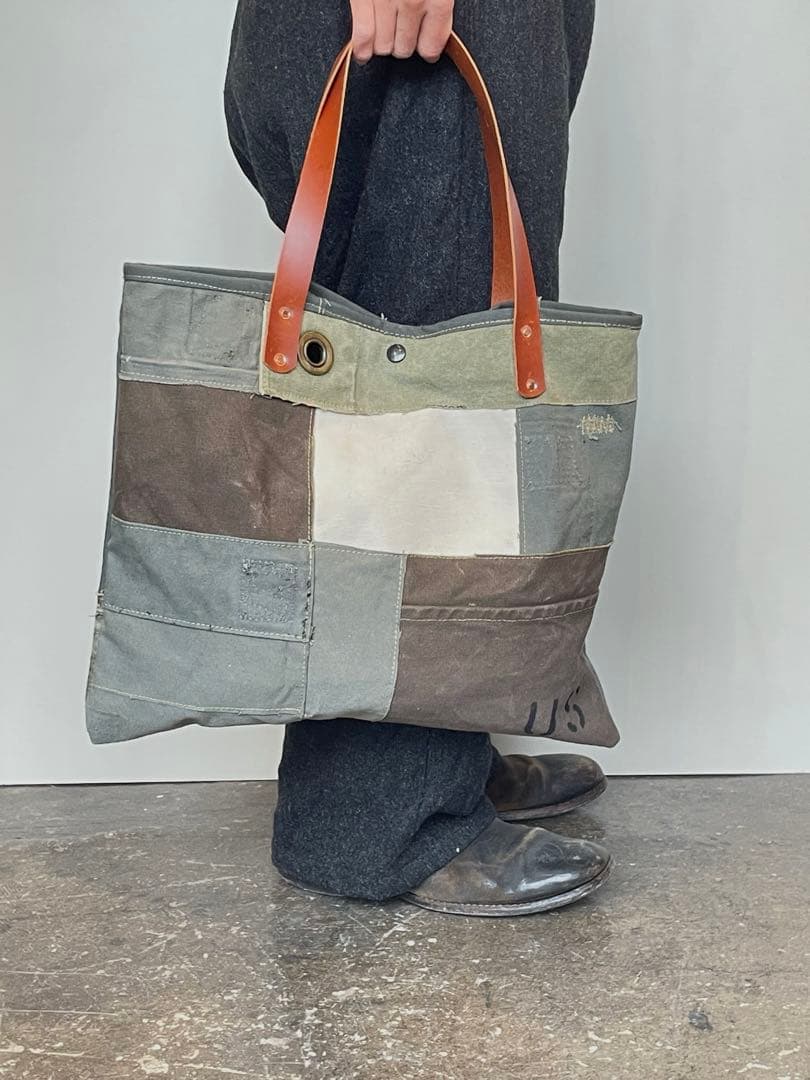 【ビンテージ】トートバッグ　ミリタリー　パッチワーク　アメリカ軍　60s