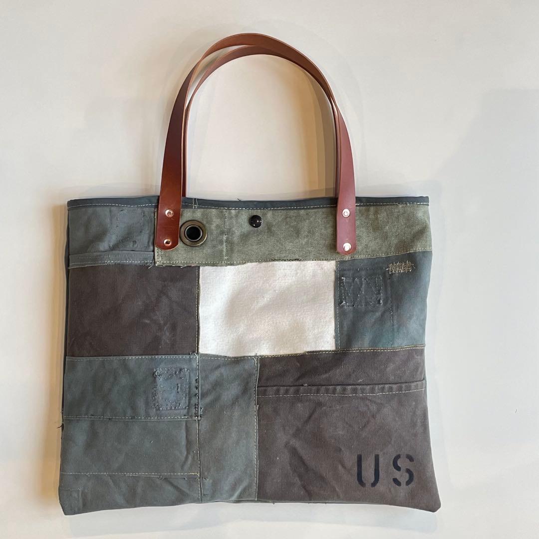 【ビンテージ】トートバッグ　ミリタリー　パッチワーク　アメリカ軍　60s