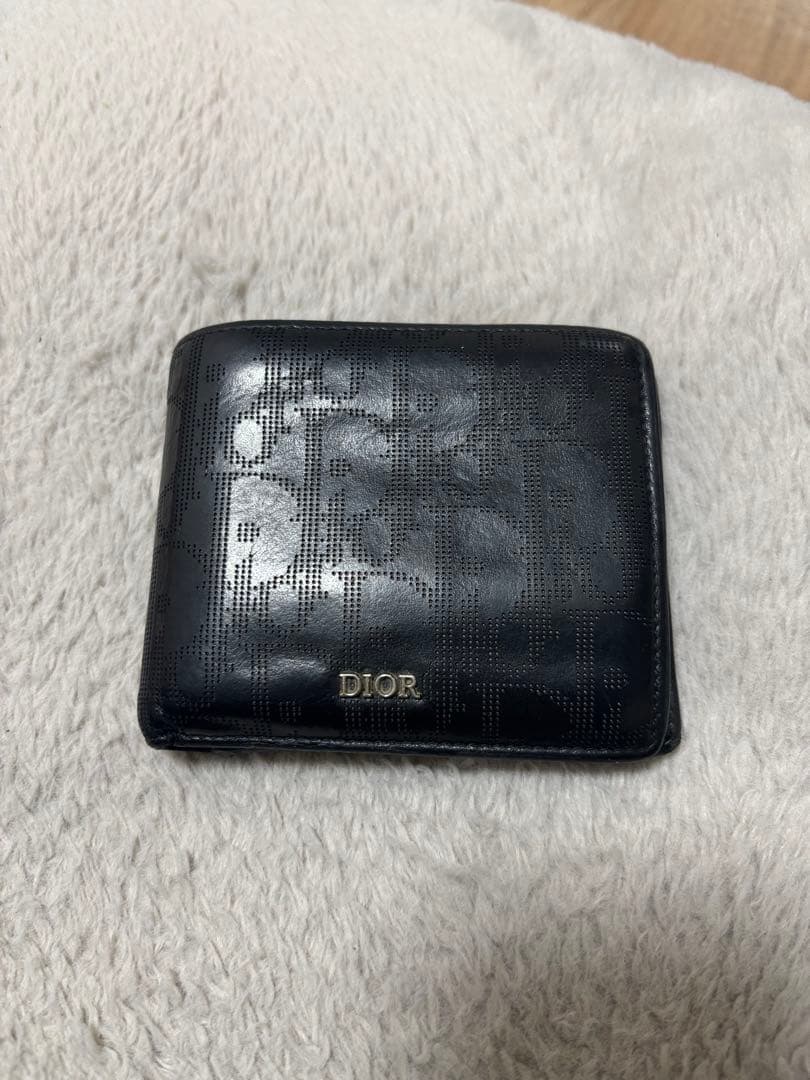 Dior ブラックレザー 二つ折り財布