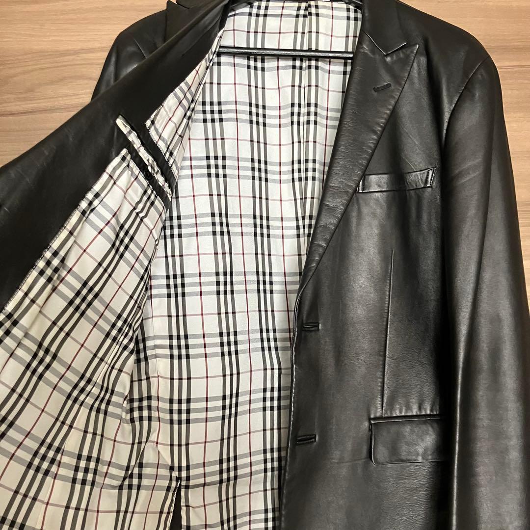 【美品】BURBERRY BLACK LABEL レザー テーラードジャケット