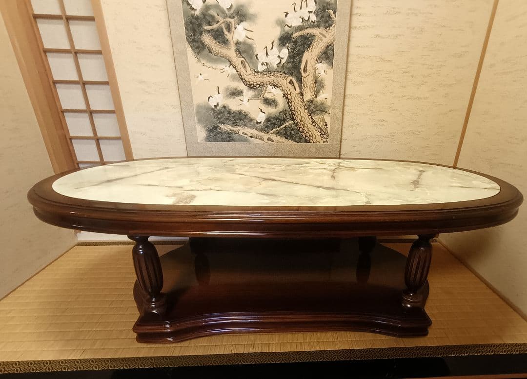 カリモク 大理石調 センターテーブル ローテーブル　応接テーブル　昭和レトロ