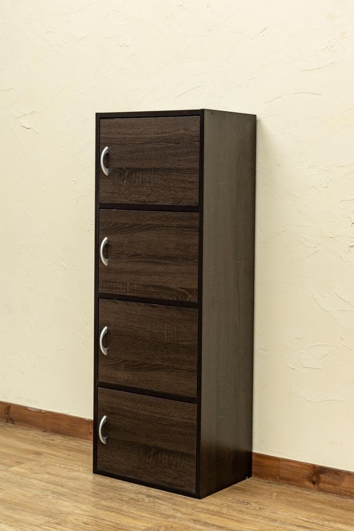 扉付きラック　4段　WAL(ウォールナット)