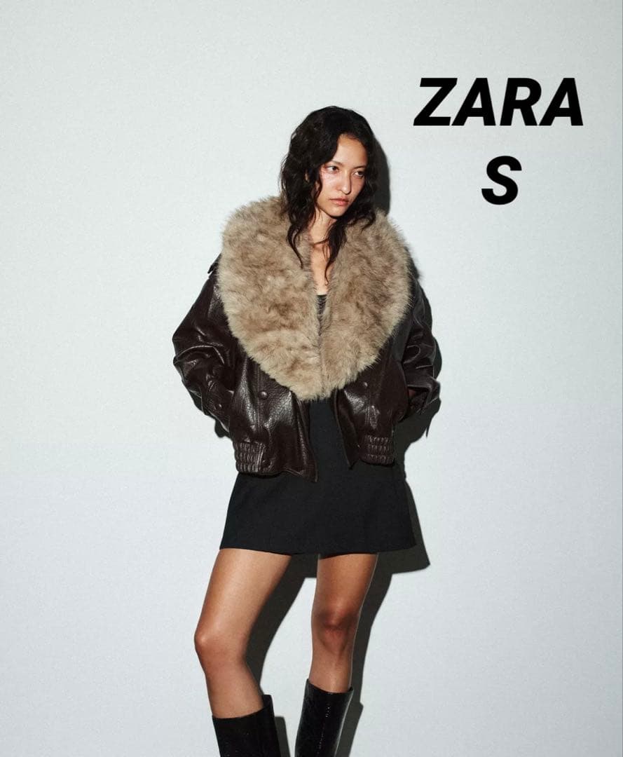 ZARA 取り外し可能な襟付きフェイクレザージャケット S
