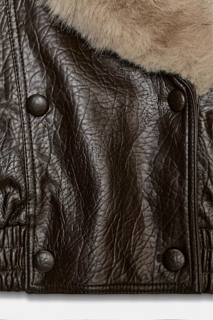 ZARA 取り外し可能な襟付きフェイクレザージャケット S