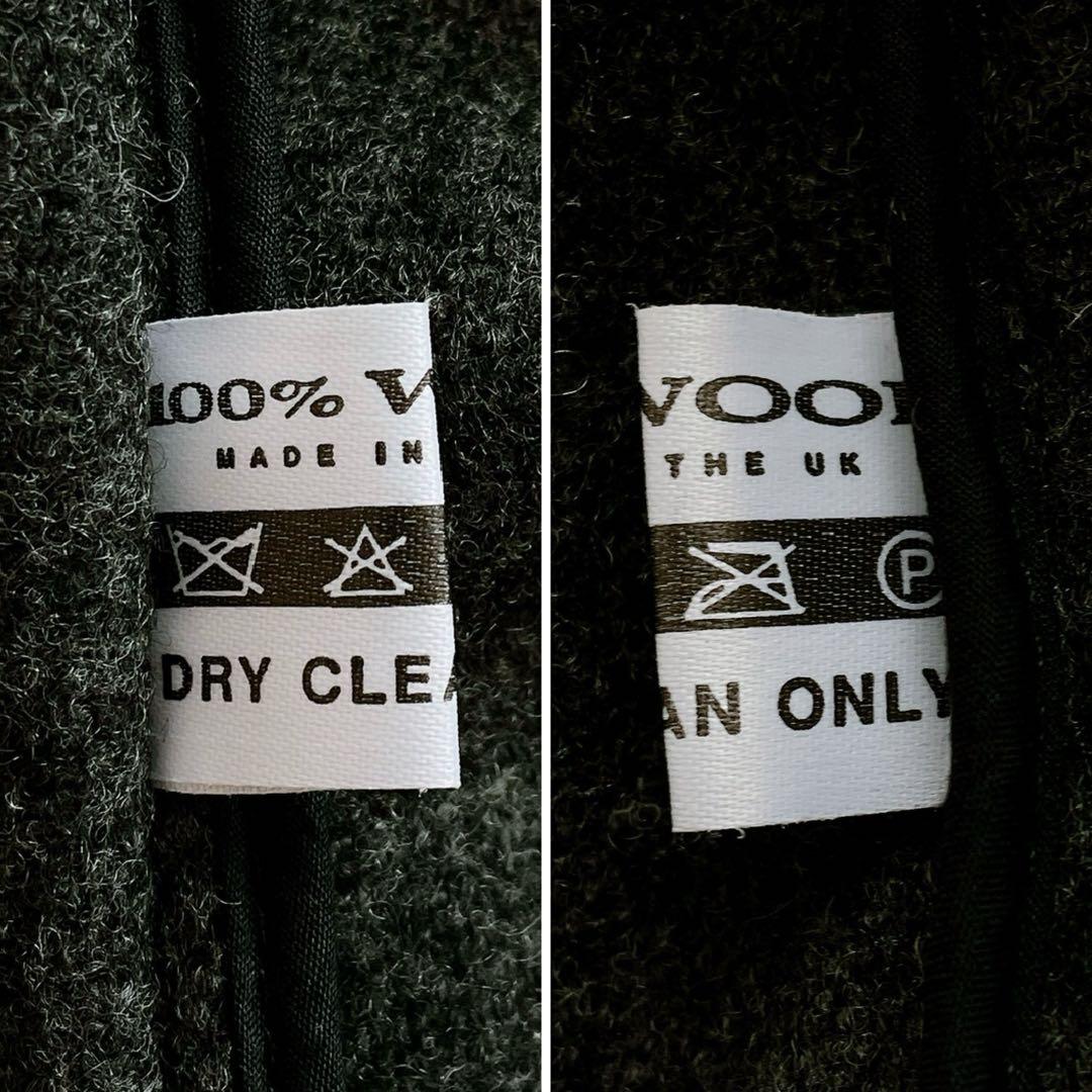 オールドイングランド ダッフルコート ロング ヘリンボーン チャコールグレー