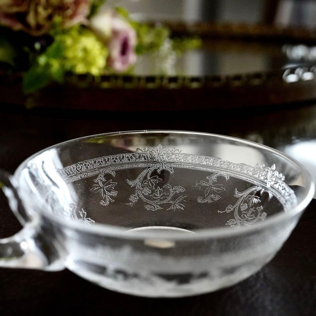 サンルイ★メス★アンティーク クリスタル デザートカップ グラス★トレイ希少レア