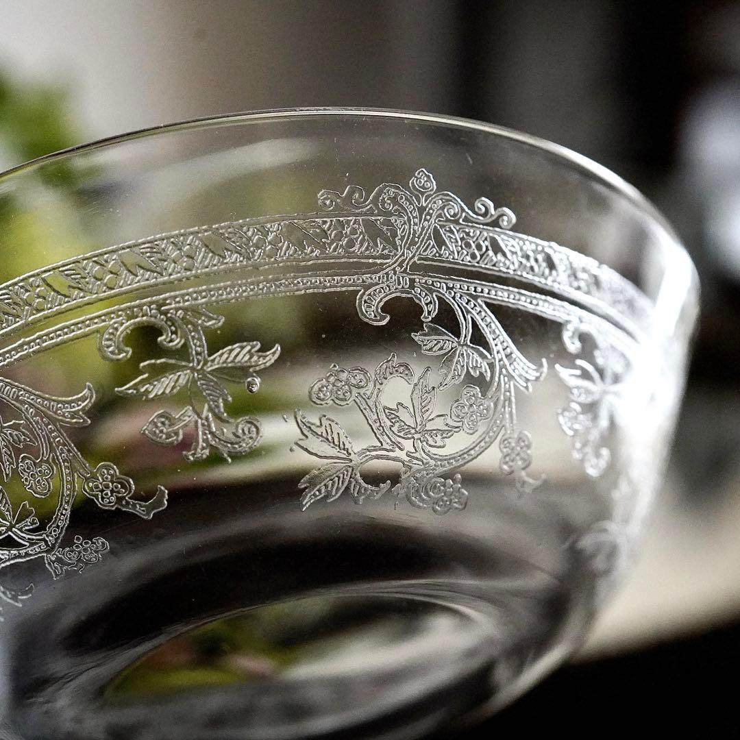 サンルイ★メス★アンティーク クリスタル デザートカップ グラス★トレイ希少レア