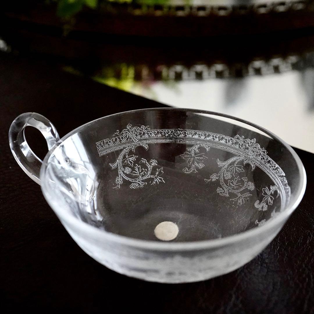 サンルイ★メス★アンティーク クリスタル デザートカップ グラス★トレイ希少レア